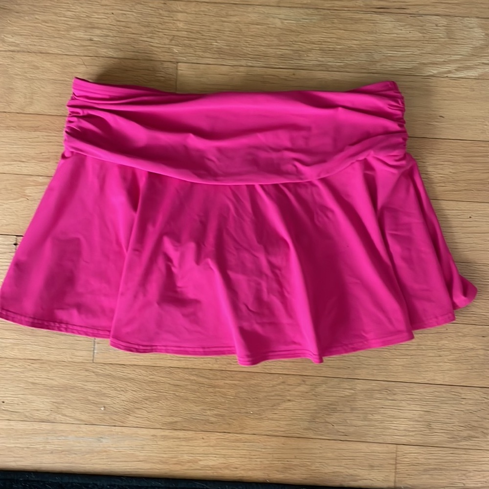 Lands End Swim Skirt Skort 10 Pink Stretch Lined Elastic Waist M BarbieCore - Picture 2 of 8